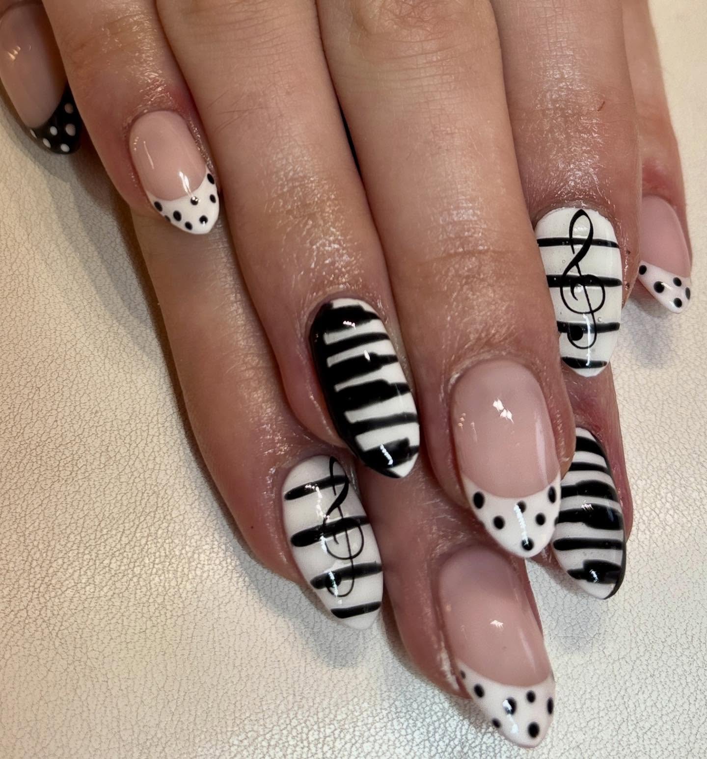 Turning melodies into masterpieces 🎹✨ Every line, every note, every detail tells a story. These piano-inspired nails remind me that creativity has no limits—whether it’s music, art, or self-expressio