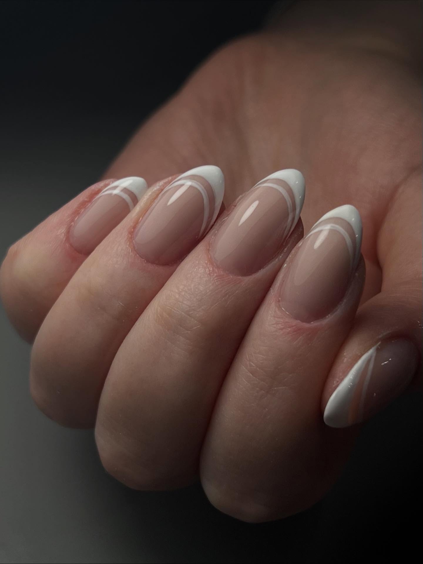 Another example of my work from my master class on Monday @tlnailsacademy 💅🏻 This set was to focus on hard gel and double french design ✨ I’m so happy with the results 😆 #nailsbyabby #nailstraining