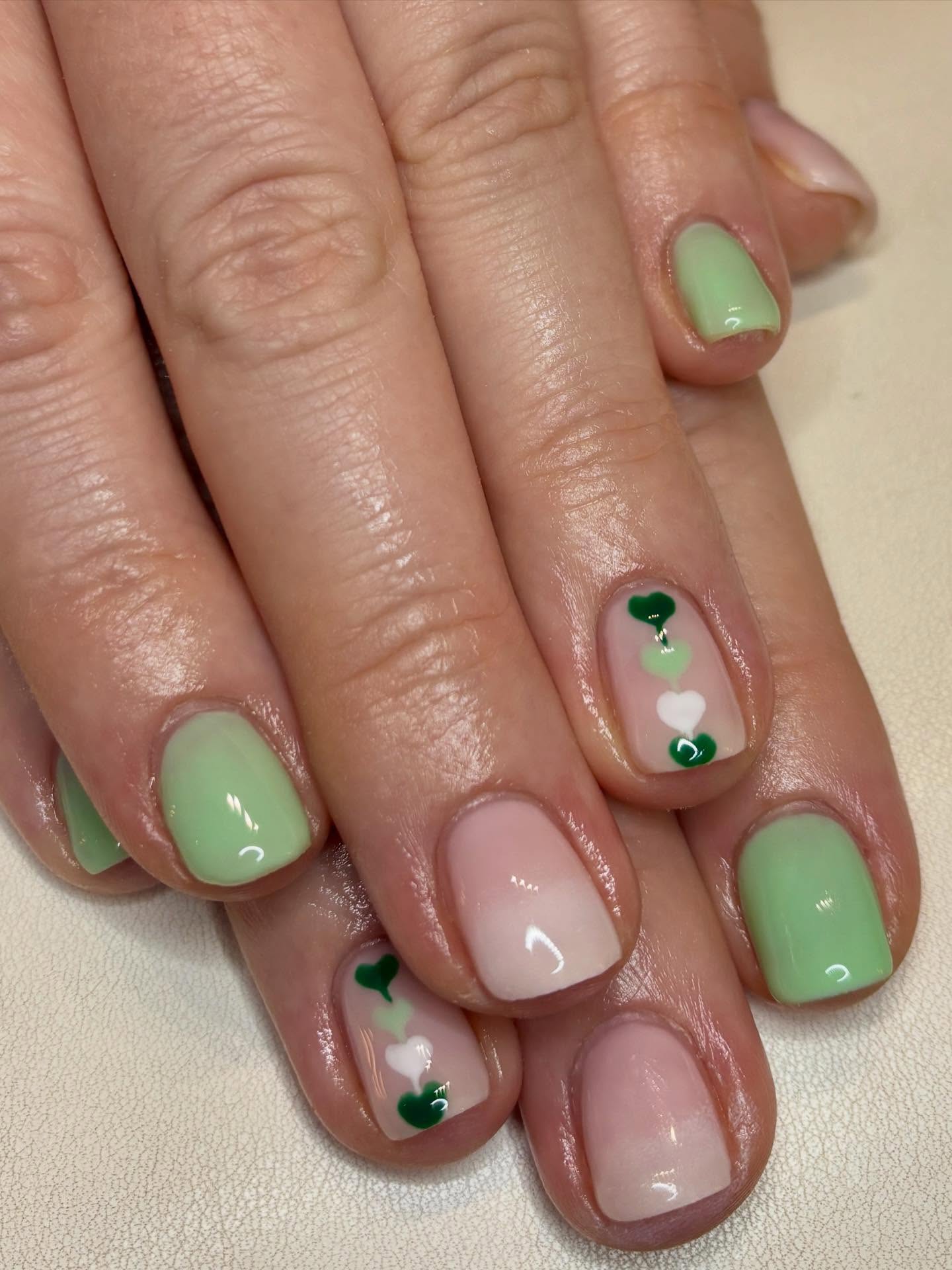 Builder Gel and Gel Polish with Design 💅🏻💚✨